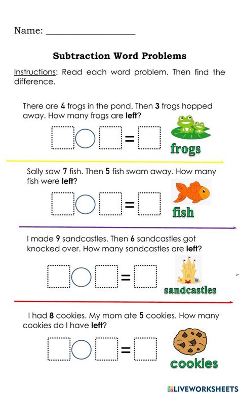 Résultat d’images pour Subtraction Problem Solving Worksheets