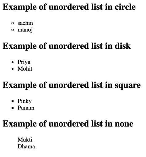 Image result for Unordered List in Numbers