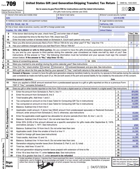 Image result for IRS Form 709 Examples