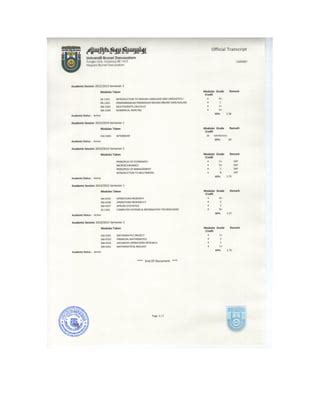 Image result for Official Transcript Example