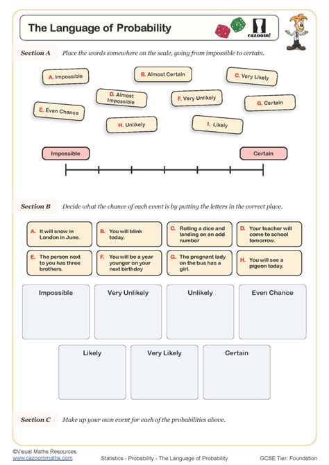 Toradh íomhá ar Introduction to Probability Definition Worksheet