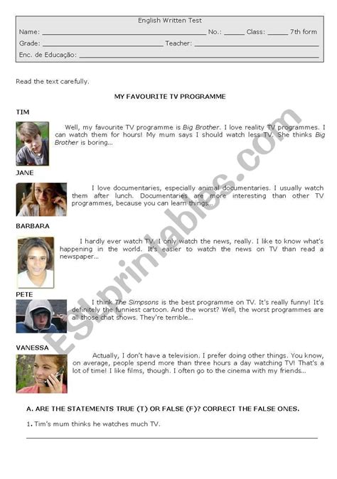 Image result for TV Programme Worksheet