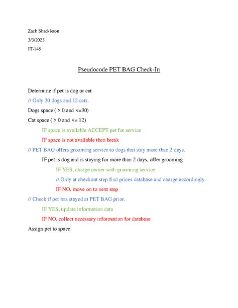 Image result for Pet Bag Pseudocode Java