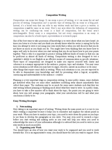 Image result for Examples of Composition Writing