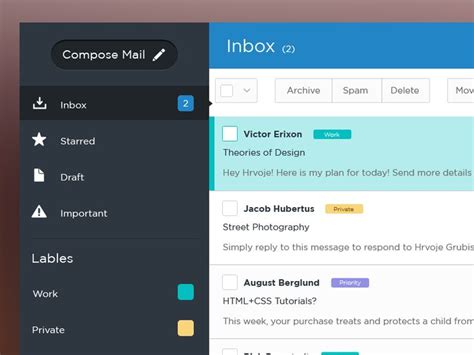 Inbox Interface Design に対する画像結果