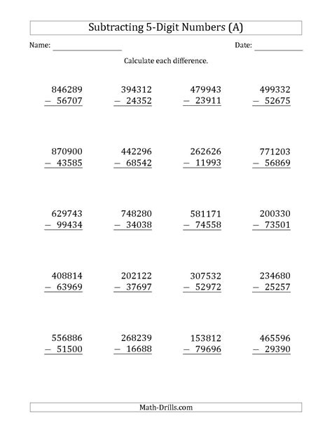 Image result for Addition and Subtraction 5 Digit Numbers