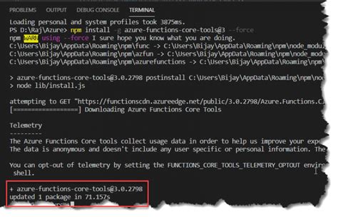 Toradh íomhá ar Azure Functions Tools