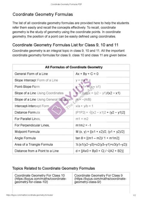 Image result for All Formulas of Coordinate Geometry