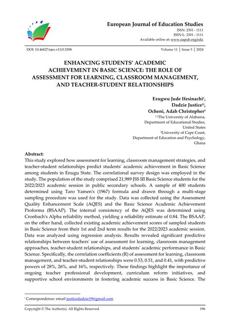 (PDF) European Journal of Education Studies ENHANCING STUDENTS ...