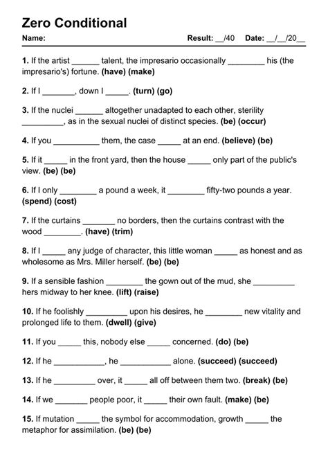 Image result for Zero Conditional Worksheet.pdf