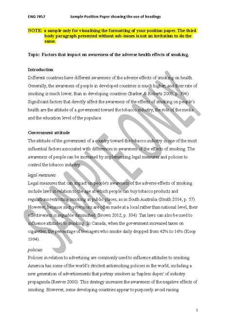 Image result for Position Paper Sample Formet