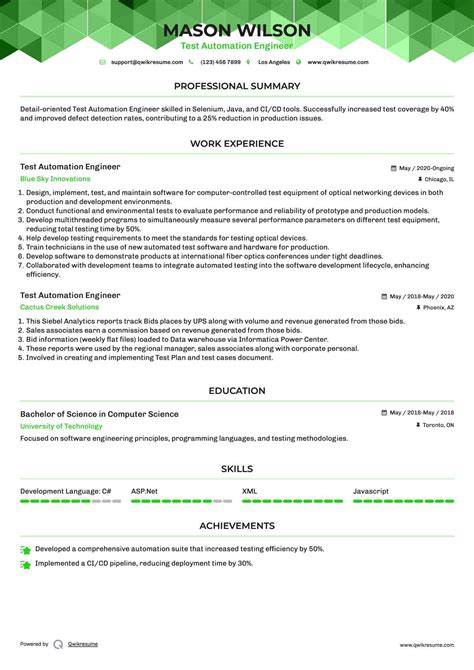 Image result for CV for Automation Test Engineer