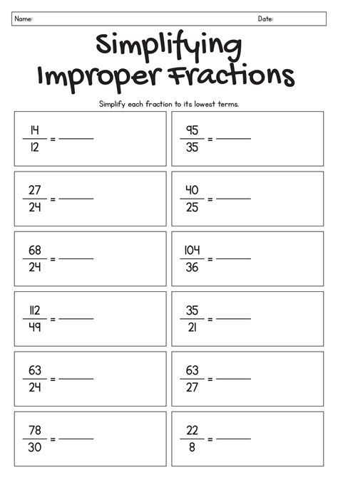 Image result for 5th Grade Math Worksheets Simplifying Fractions