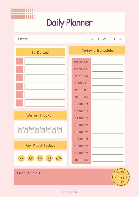 Image result for Very Basic Daily Planner Printable