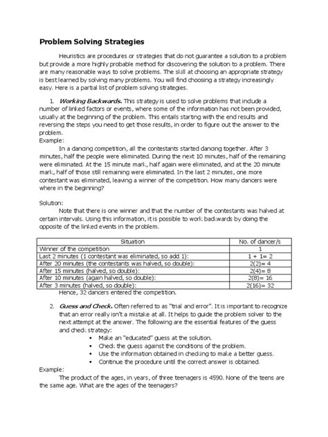Problem Solving Strategies Worksheet.pdf に対する画像結果