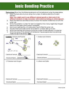 Image result for Ionic Bonding Skill Practice Worksheet Answer Key