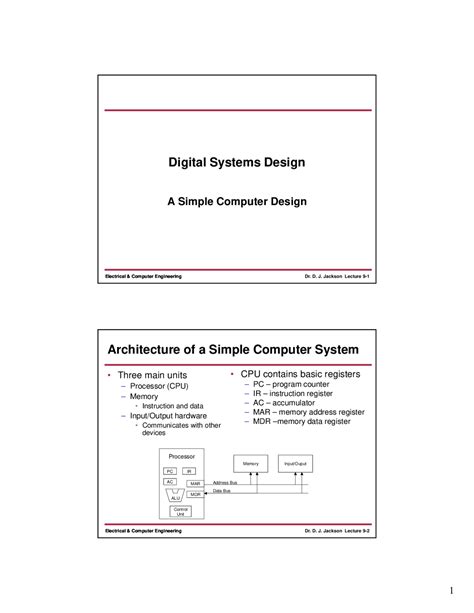 Simple Computer Design-Digital Systems Design-Lecture 09 Slides ...