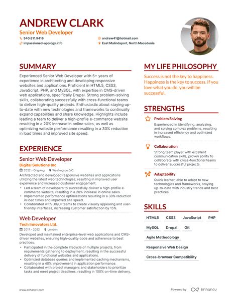 Senior Developer Resume Examples に対する画像結果