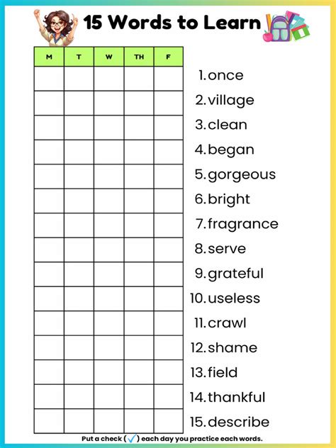 Image result for Printable Learning Words