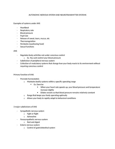 Image result for Autonomic Nervous System Examples