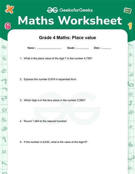 Image result for Worksheet Class 4 Maths Lesson 3