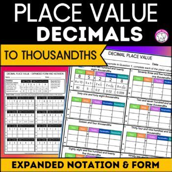 Image result for Decimal Place Value Chart Expanded Form
