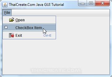 Toradh íomhá ar Checkbox Menu Item in Java
