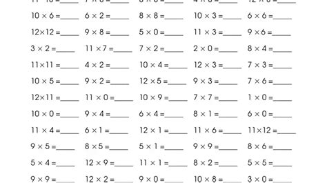 Image result for Multiplication Test Worksheets