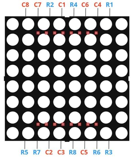 Afbeeldingsresultaten voor LED Matrix 8X8 Pin Configuration