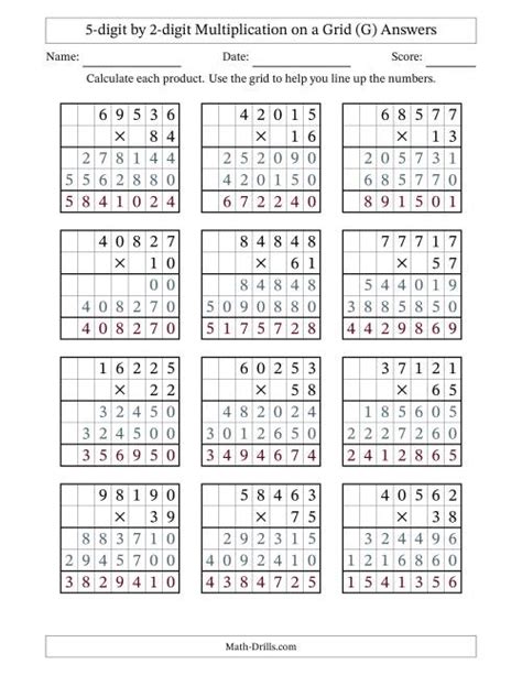 Image result for Multiplication Questions 5 Digit