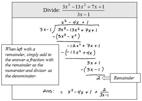 Résultat d’images pour Polynomial Long Division