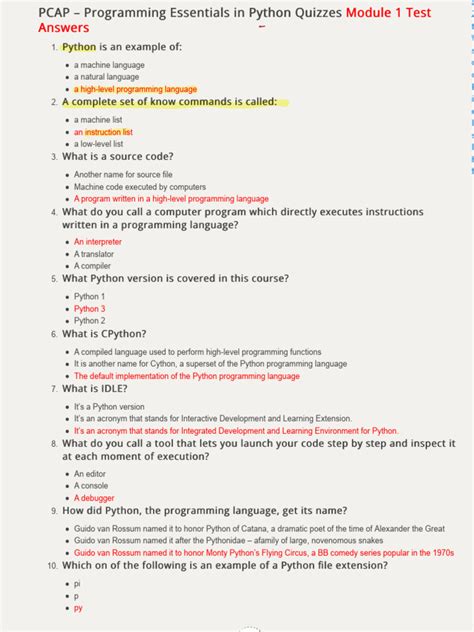 Toradh íomhá ar Python Essentials 2 Study Resources Answers