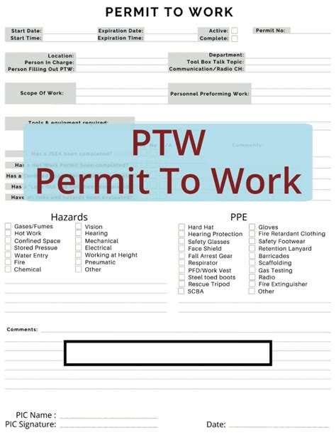 Afbeeldingsresultaten voor PTW Permit to Work