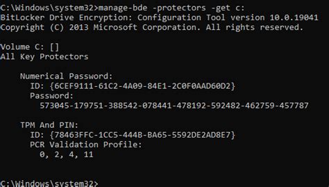 Toradh íomhá ar BitLocker Key ID Example