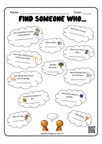 Image result for What Is a Find Someone Who Worksheet Adult