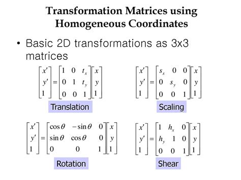 Image result for Transformation Matrices