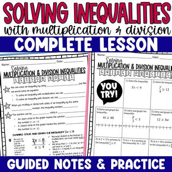 Toradh íomhá ar Solving Inequalities Multiplication Division Worksheet