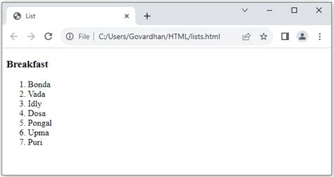 Image result for Organized List HTML Code