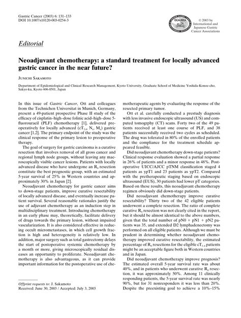 Image result for Neoadjuvant Chemotherapy Gastric Cancer