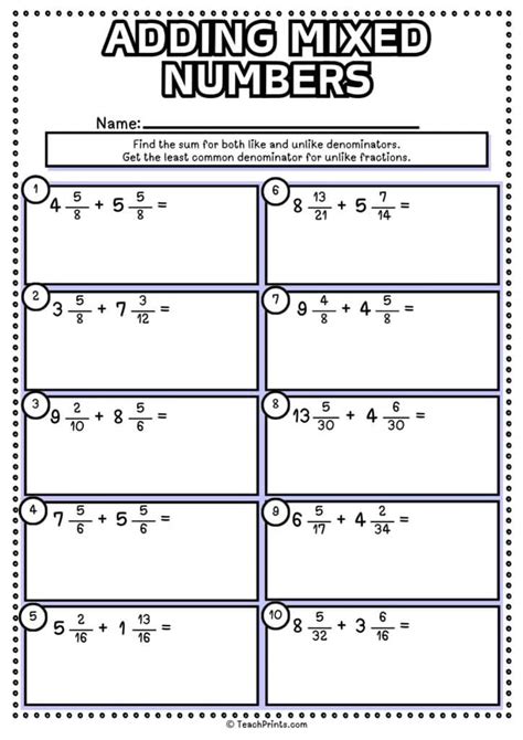 Image result for Adding Mixed Numbers Worksheet Answer Key