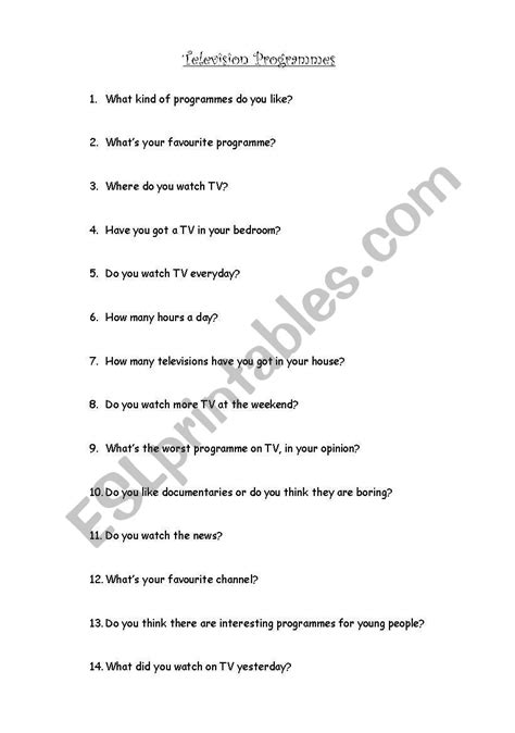 Image result for TV Programme Worksheet