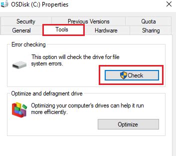 Toradh íomhá ar Error Checking Windows 7