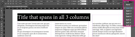 Toradh íomhá ar InDesign Text Box into Columns