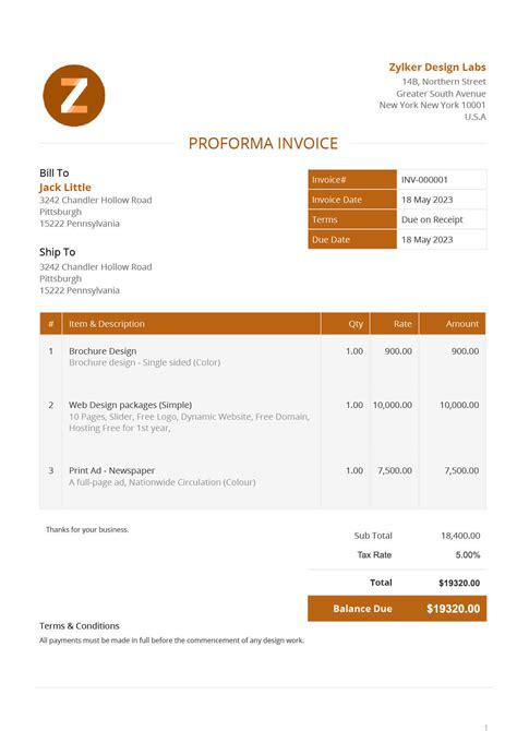 Toradh íomhá ar Proforma Invoice Download