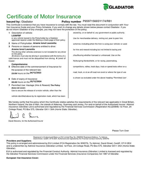 Image result for Auto Insurance Certificate Sample