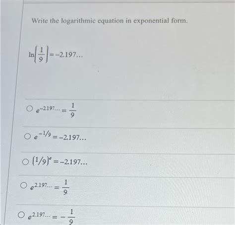 Write Logarithmic Equation Exponential Form に対する画像結果
