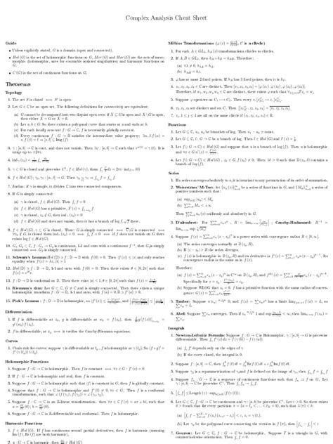 Complex Variables Cheat Sheet に対する画像結果