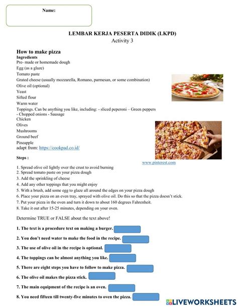 Toradh íomhá ar Procedure Text Worksheet Multiple Choice
