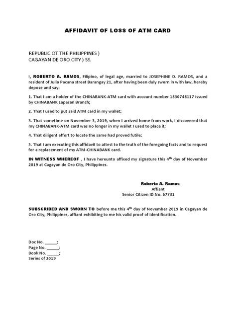 Image result for ATM Card Lost GD Report