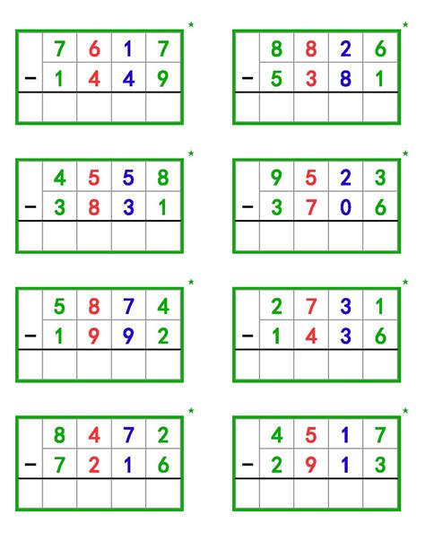 Image result for Dynamic Subtraction Worksheets